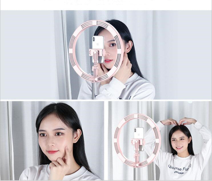 Compatible with Apple, Dimmable Light Selfie Ring LED 10 inch Video Studio Photography Lighting Portable for Youtube Vlog Live Photo with Tripod