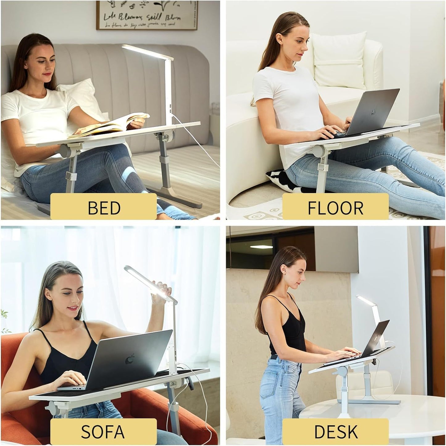 Portable Lap Desk for Laptop with LED Light &amp; Drawer - Adjustable Bed &amp; Sofa Stand