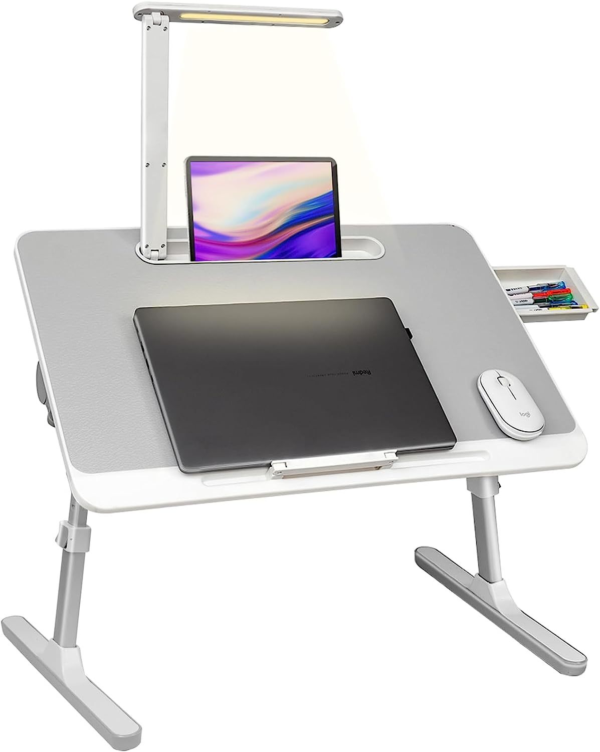 Portable Lap Desk for Laptop with LED Light &amp; Drawer - Adjustable Bed &amp; Sofa Stand