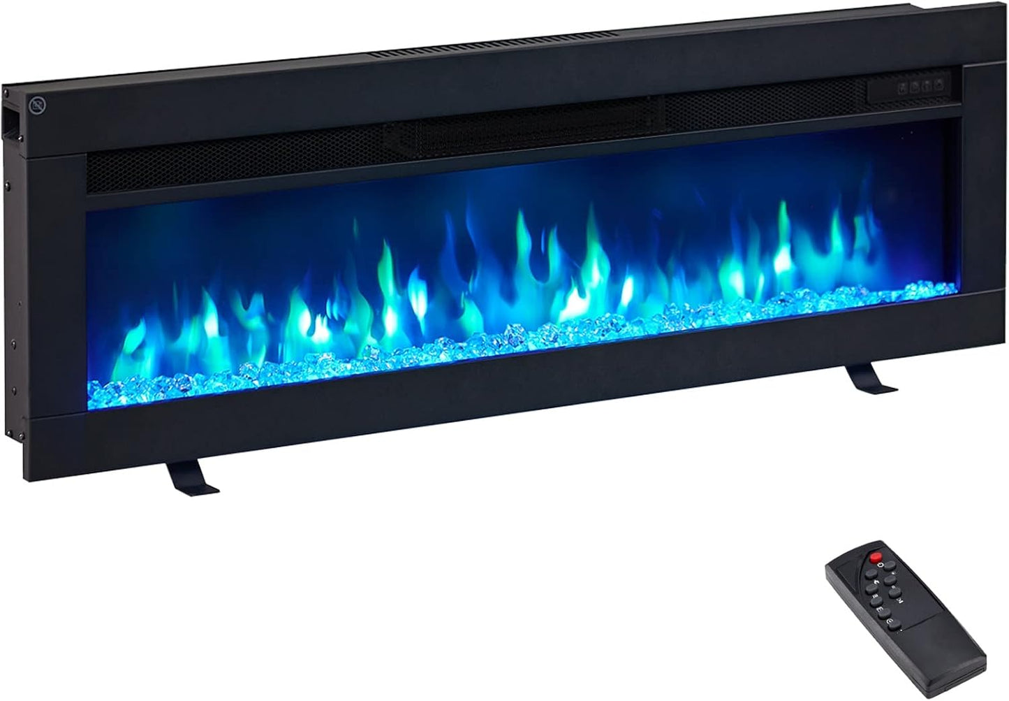 Dilton 40"/102Cm 3 in 1 Electric Fireplace, Freestanding, Wall Mounted, Recessed, 9 Colour Flame Effect, Media Wall Compatible, 900W - 1800W Heater, Remote Control