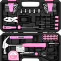 Pink Tool Kit： Tool Set, Pink Hand Tool Kit DIY for Women 62 Pieces, Ladies Tool Box for Home