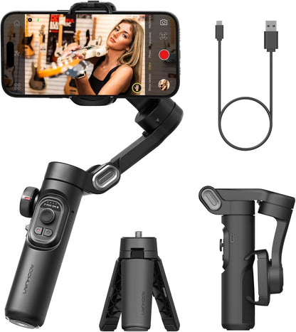 Phone Gimbal Stabilizer 3-Axis Smartphone Foldable Gimbal for Iphone Gimble with Focus Wheel Tiktok Youtube Vlog Stabilizer for Iphone 15 14 13 12 Pro Max Android- Smart XE