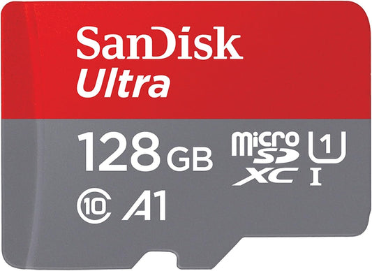 SanDisk 128GB Ultra microSDXC card + SD adapter, Memory card Full HD, up to 140 MB/s, For smartphones and Tablets, with A1 App Performance, UHS-I, Class 10, U1