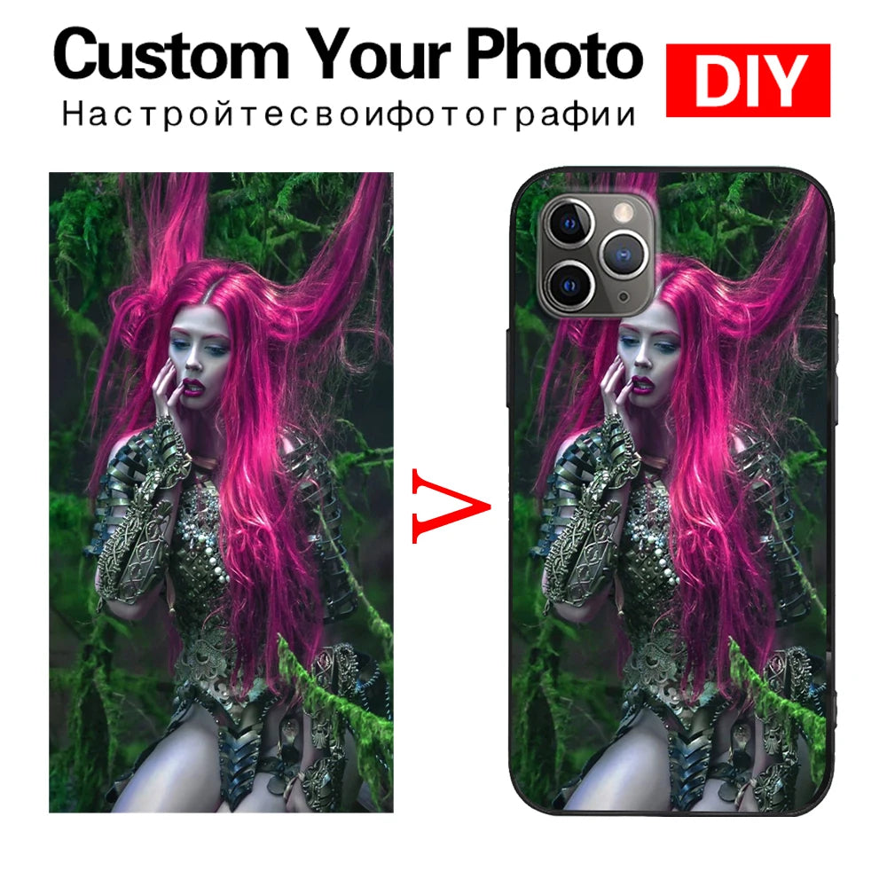 Custom Transparent Phone Case For IPhone 16Pro Max 14 13 11 12 15 Pro MAX 6s 7 8Plus X XR XS Black Soft Case Design Picture DIY