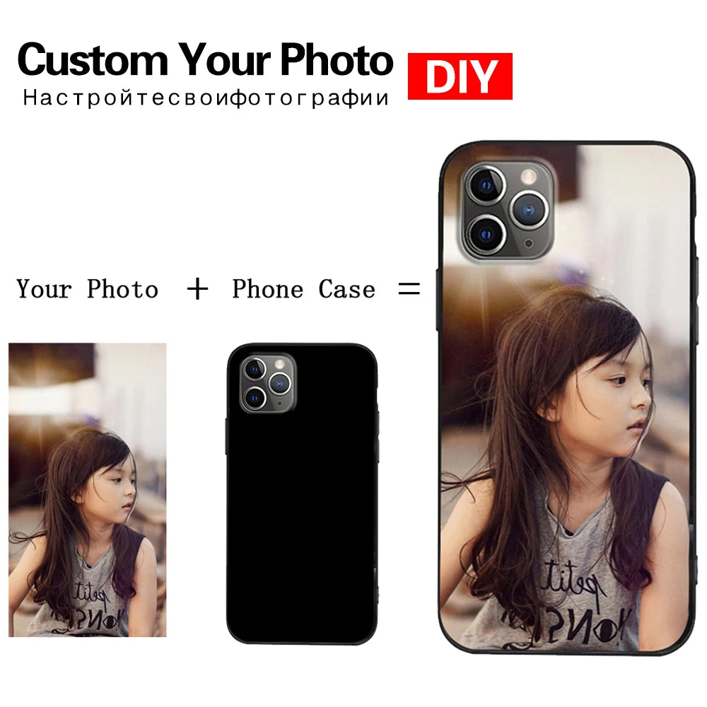 Custom Transparent Phone Case For IPhone 16Pro Max 14 13 11 12 15 Pro MAX 6s 7 8Plus X XR XS Black Soft Case Design Picture DIY