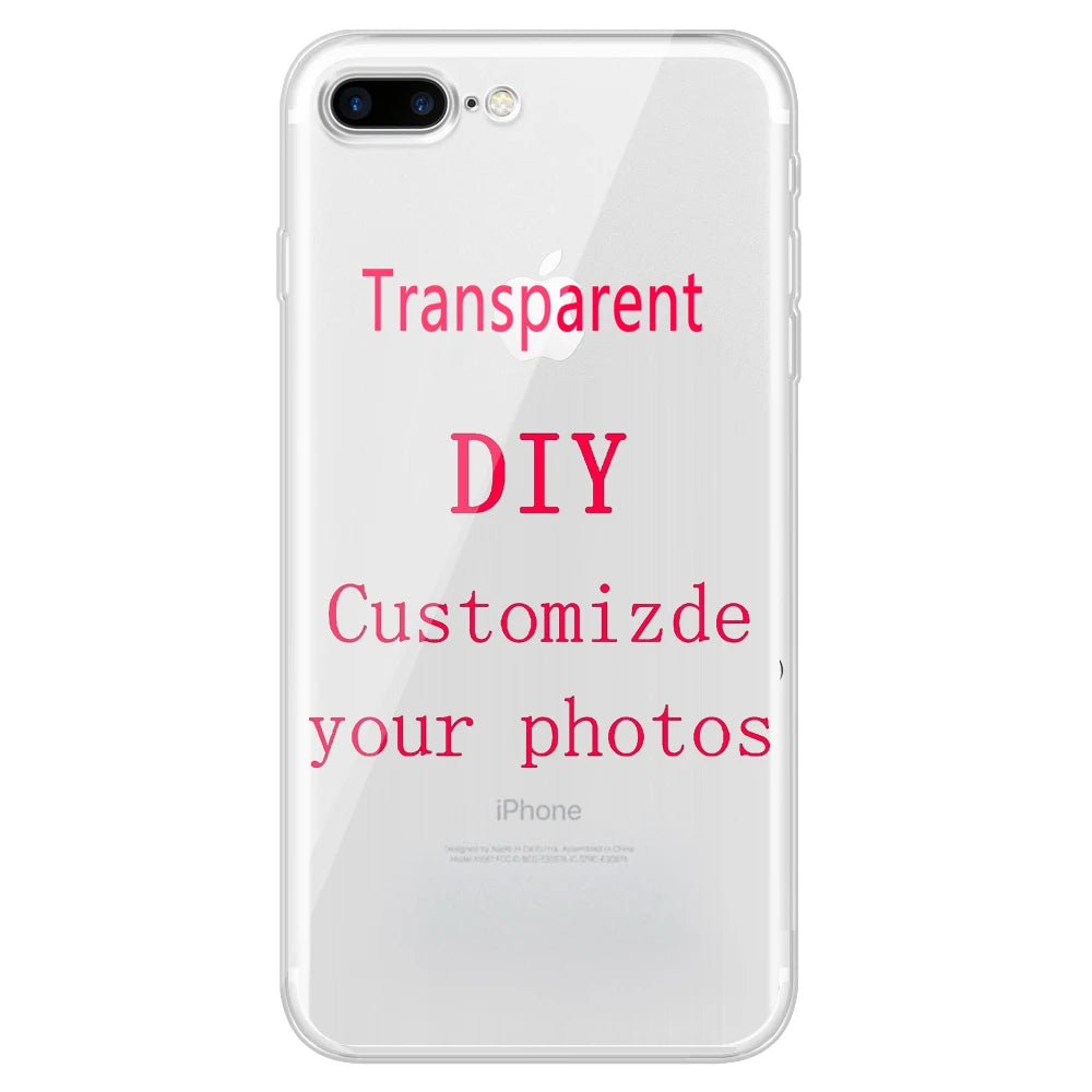 Custom Transparent Phone Case For IPhone 16Pro Max 14 13 11 12 15 Pro MAX 6s 7 8Plus X XR XS Black Soft Case Design Picture DIY