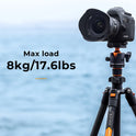 K&F Concept 64 inch/162cm Carbon Fiber Camera Tripod Lightweight Travel Tripod with 36mm Metal Ball Head Quick Release Plate