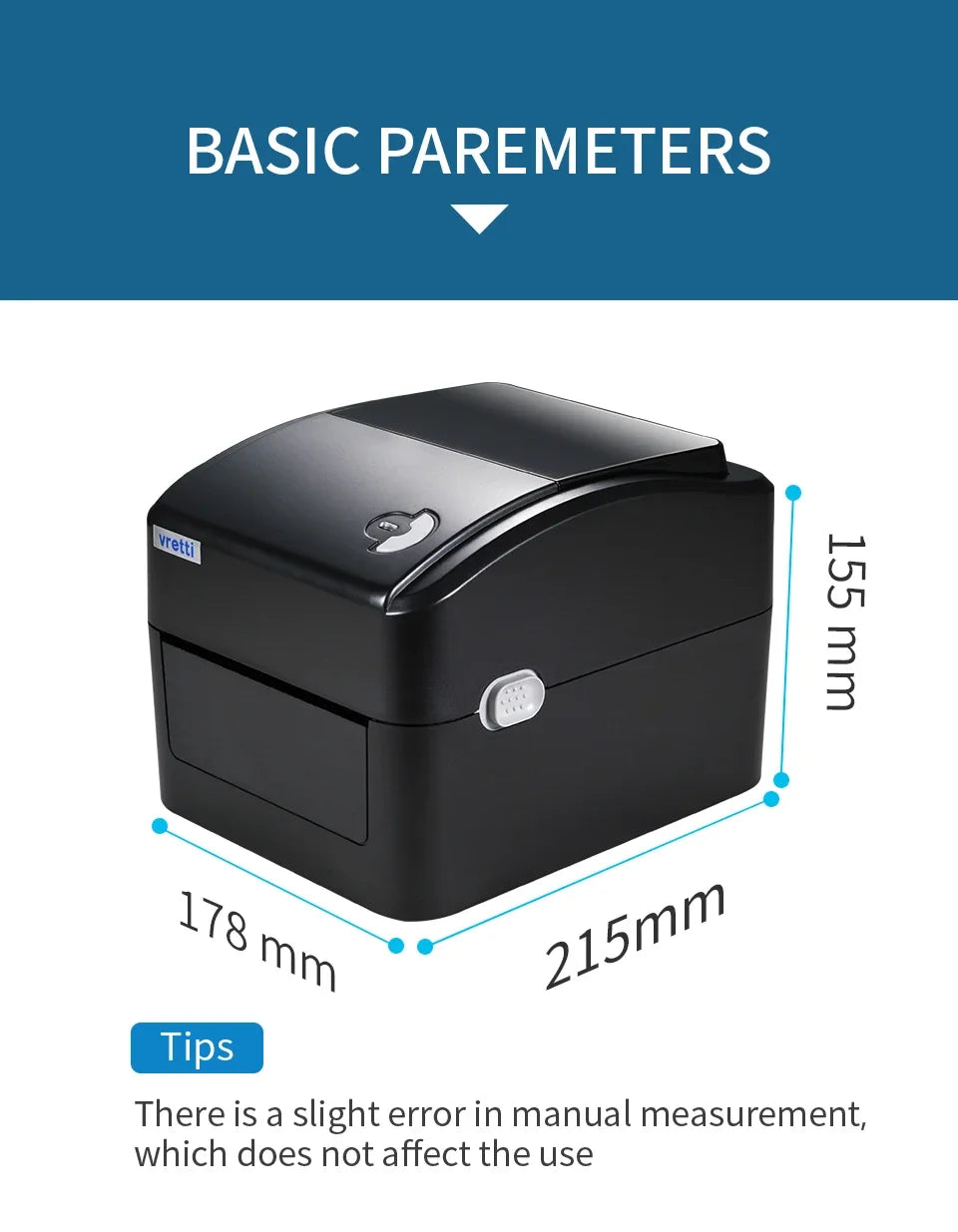 VRETTI 420B Wireless Bluetooth 4x6 Inch Thermal Shipping Label Printer Multifunctional High-Speed Printing Barcode Printer