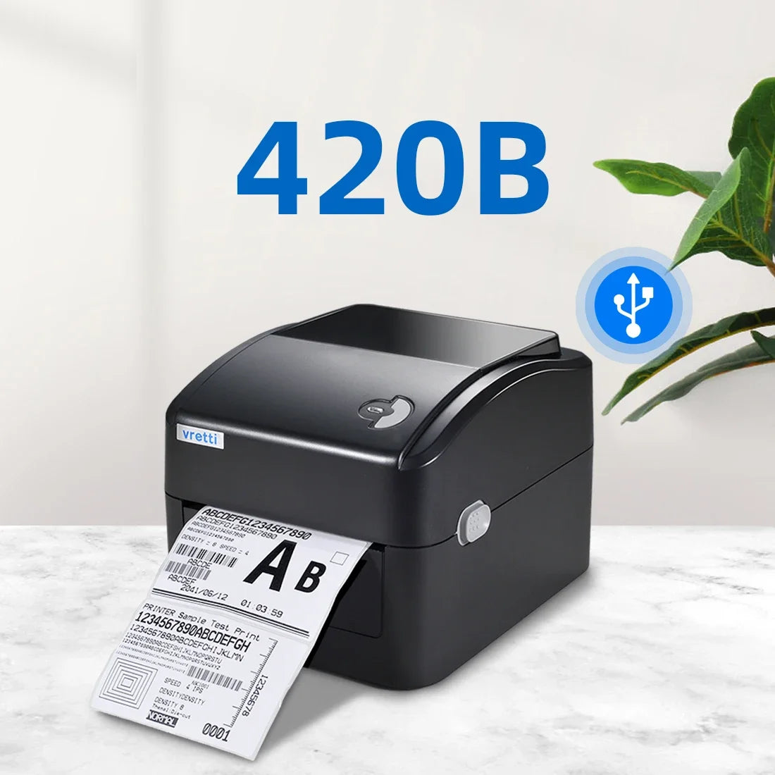 VRETTI 420B Wireless Bluetooth 4x6 Inch Thermal Shipping Label Printer Multifunctional High-Speed Printing Barcode Printer