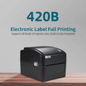 VRETTI 420B Wireless Bluetooth 4x6 Inch Thermal Shipping Label Printer Multifunctional High-Speed Printing Barcode Printer