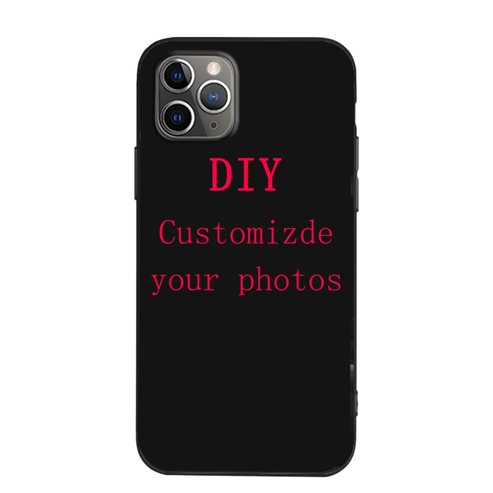 Custom Transparent Phone Case For IPhone 16Pro Max 14 13 11 12 15 Pro MAX 6s 7 8Plus X XR XS Black Soft Case Design Picture DIY