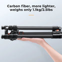 K&F Concept 64 inch/162cm Carbon Fiber Camera Tripod Lightweight Travel Tripod with 36mm Metal Ball Head Quick Release Plate