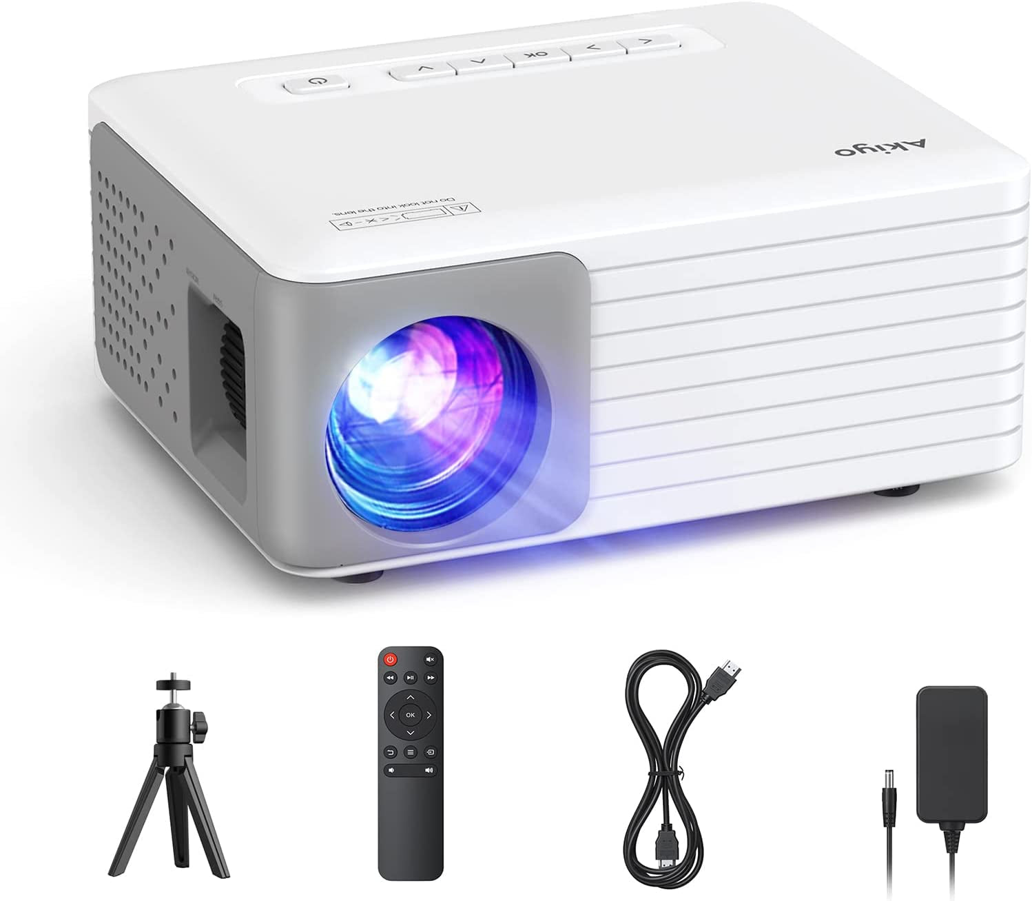 Mini Projector with Tripod,  O1 Portable Projector Full HD 1080P Supported, 65000 Hours Multimedia Home Theater Movie Projector, Phone Projector Compatible with Ios/Android/Hdmi/Tv Stick/Usb/Ps5